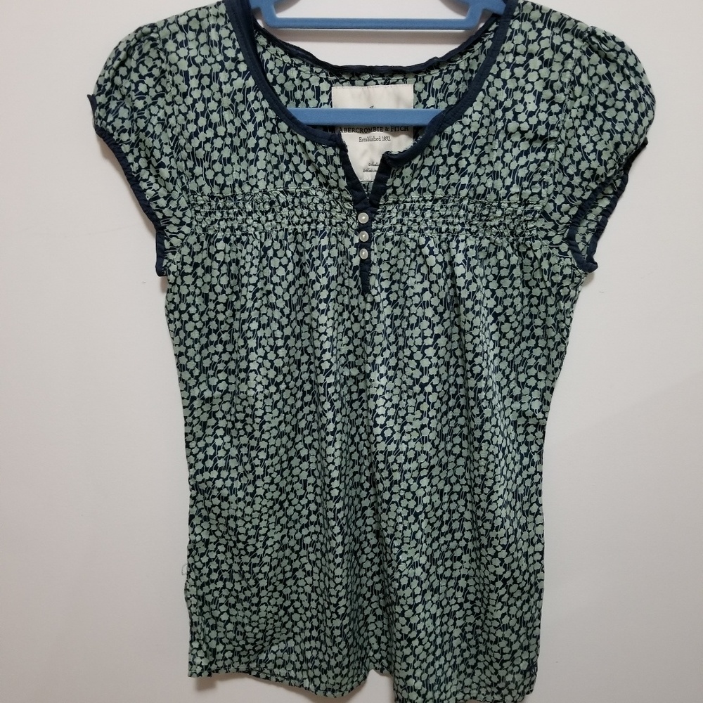 Abercrombie and Fitch green floral top